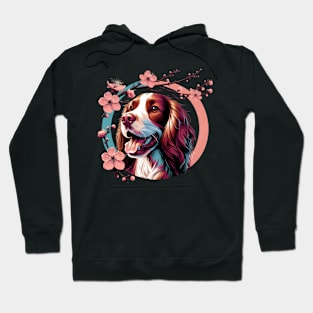 Welsh Springer Spaniel Joy in Spring with Cherry Blossoms and Flowers Hoodie